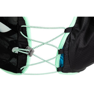 Side webbing detail on women's black/green UltrAspire Astral 4.0 running vest