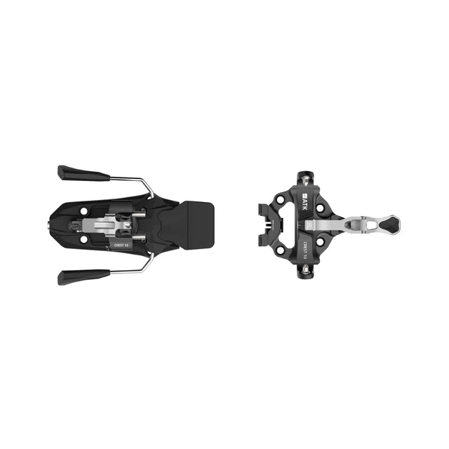 Top view of a black ATK Crest 10 ski touring binding