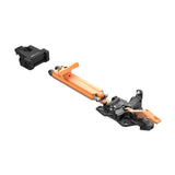 Front angled view of an orange/black ATK Newmark Lite telemark binding