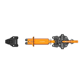 Top view of an orange/black ATK Newmark Lite telemark binding