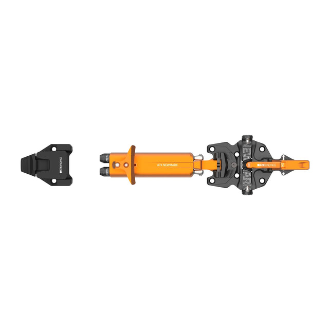 Top view of an orange/black ATK Newmark Lite telemark binding