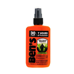 Ben's Tick and Insect Repellent spray bottle on a white background