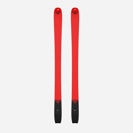 Bottom view of a pair of red Black Crows Camox Freebird skis
