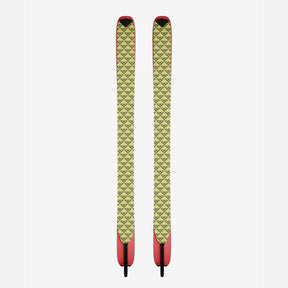 Pair of black/yellow Black Crows touring skins on skis