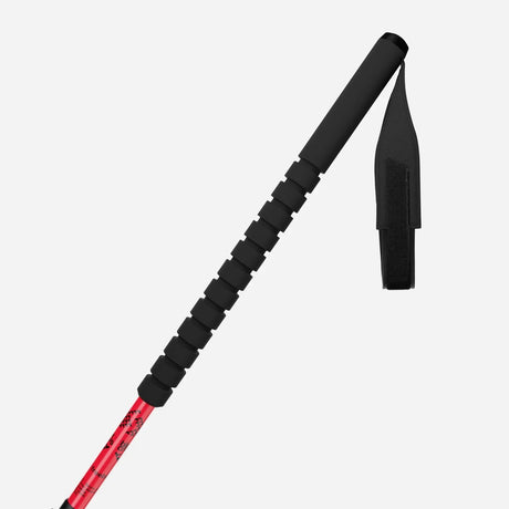 Handle detail of a red and black Black Crows Duos Freebird ski pole