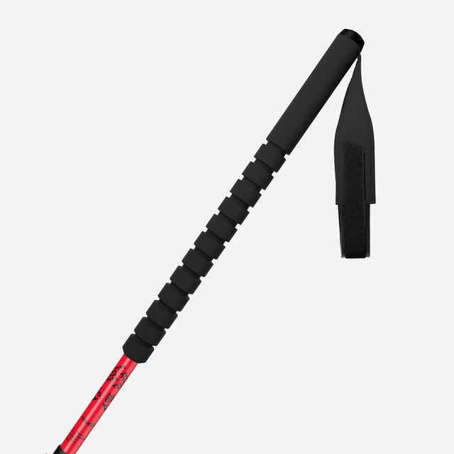 Handle detail of a red and black Black Crows Duos Freebird ski pole