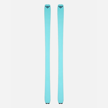 Bottom view of a pair of turquoise Black Crows Mentis Freebird skis