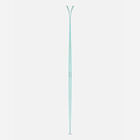 Side view of a pair of turquoise Black Crows Mentis Freebird skis