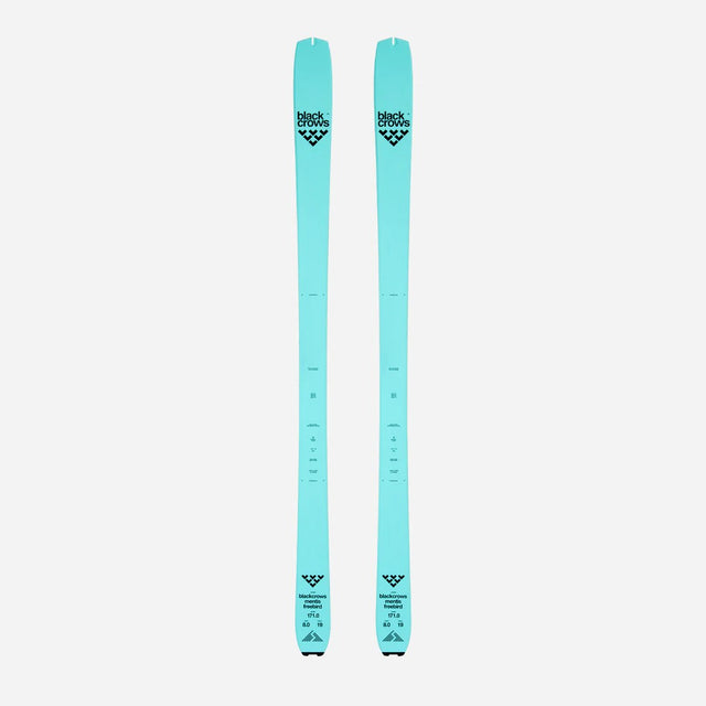 Top view of a pair of turquoise Black Crows Mentis Freebird skis