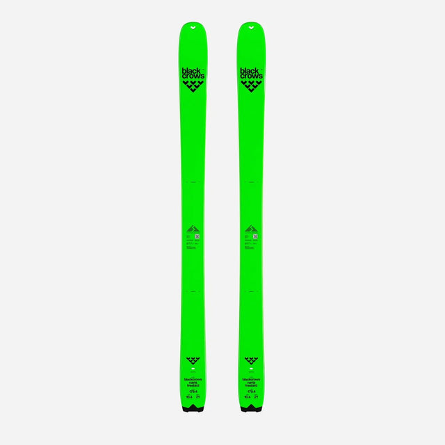 Top view of a pair of green Black Crows Navis Freebird skis