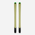 Pair of black/yellow Black Crows touring skins on a pair of skis