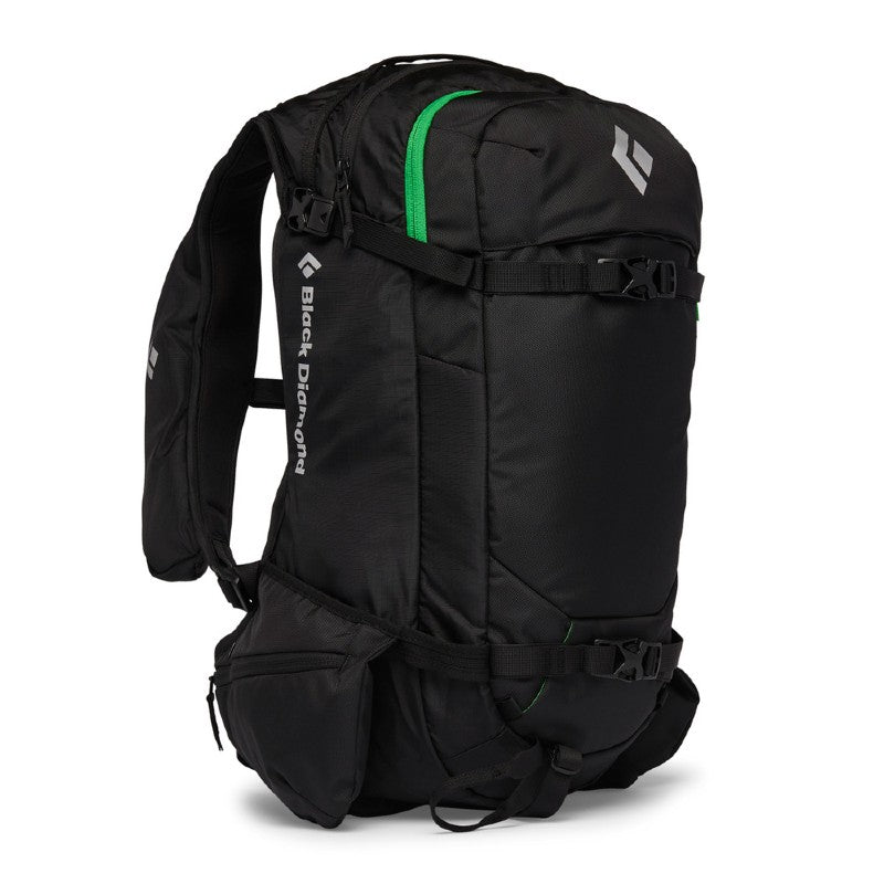 Back view of Black Diamond Dawn Patrol 32L pack in Black colour