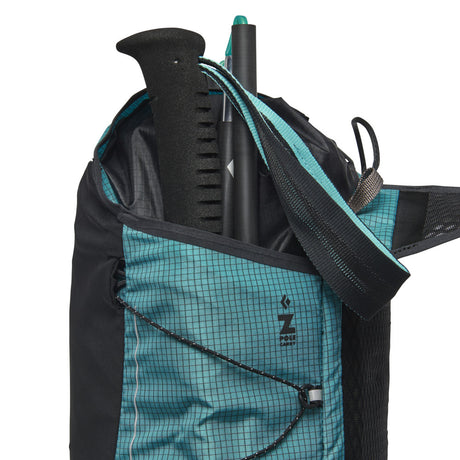 Pole storage view of Black Diamond Distance 22 women's pack