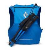 Poles packed view of Black Diamond Distance 4 running vest in Ultra Blue colour