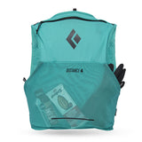 Back packed view of Black Diamond Distance 4 women's hydration vest in Dark Patina colour