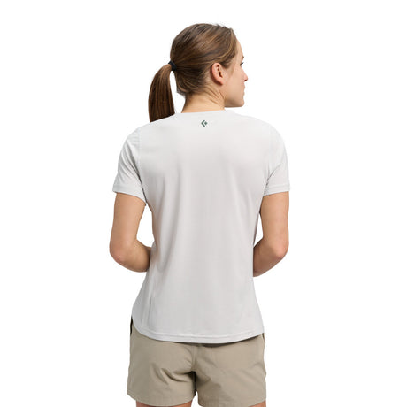Back on-model view of women's Black Diamond Distance SS Tech Tee in alloy colour