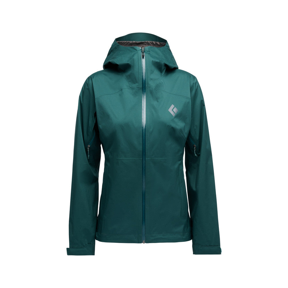 Women's Black Diamond Fineline Stretch rain shell in 'Deep Woods' (teal) colour