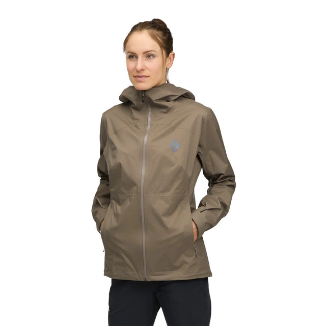 Front on-model view of Black Diamond Fineline Stretch Shell in 'Walnut' colour