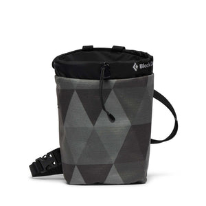 Front view of Black Diamond Gym Chalk Bag in gray quilt pattern