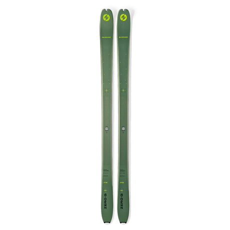 Top view of a pair of green Blizzard Zero G 88 backcountry skis