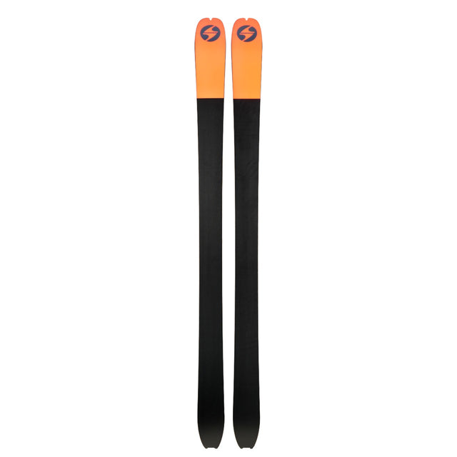 Bottom view of a pair of red Blizzard Zero G 96 backcountry touring skis