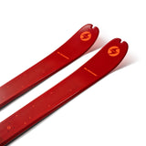 Tip detail of a pair of red Blizzard Zero G 96 backcountry touring skis
