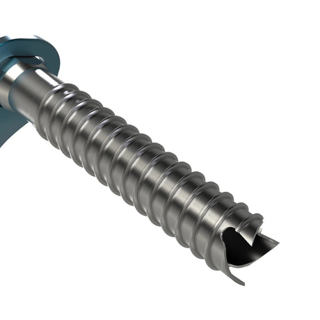 Blue Ice aero climbing screw tip detail