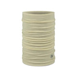 buff lightweight merino neck gaiter in pistachio colour