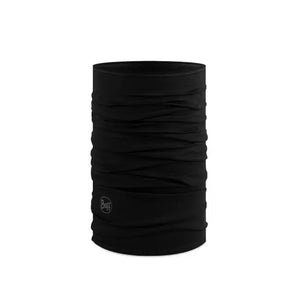 Buff Merino Lightweight neck gaiter in solid black colour