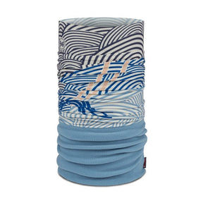 Buff Polar neck gaiter in 'sakry lake blue' pattern