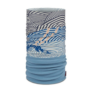 Buff Polar neck gaiter in 'sakry lake blue' pattern