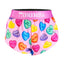 Women's ChicknLegs 1.5" split running shorts in candy hearts print