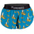 Women's ChicknLegs 1.5" split running shorts in blue bananas print