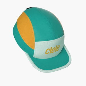 ciele ALZCap - Standard Corp Small running hat, 'oceanside' (teal/yellow) colour