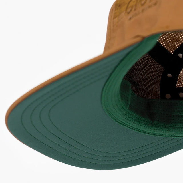 Under brim view of ciele athletics GOCap Comp Bars running hat in dark ochre colour