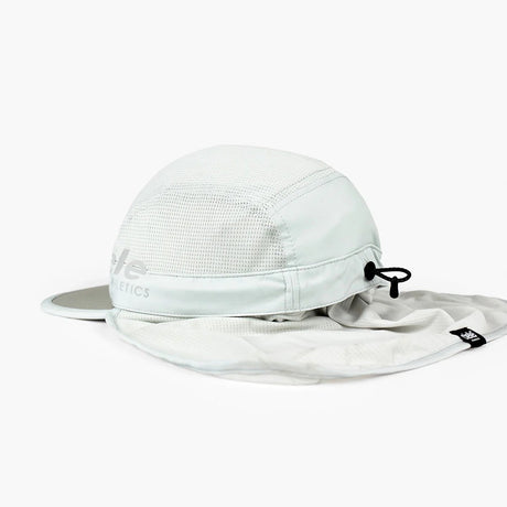 Back view of ciele goCap cape running cap in light grey