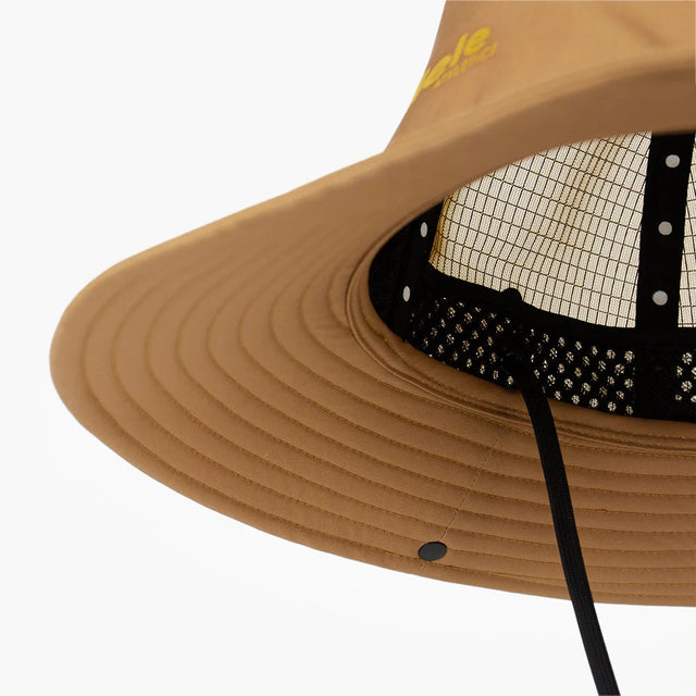 Under brim view of ciele athletics TRLBucket Comp Onehundred hat in dark ochre colour