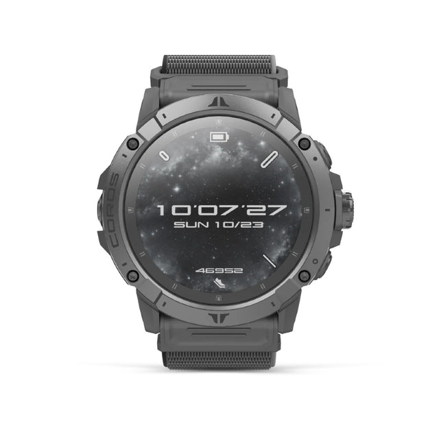 Front view of black COROS VERTIX 2S GPS watch