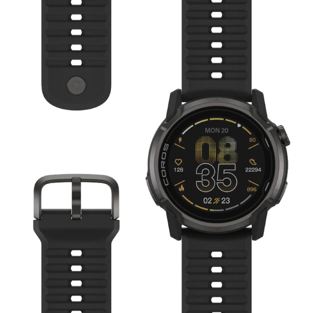 Black 46mm COROS APEX 4 GPS watch with strap view