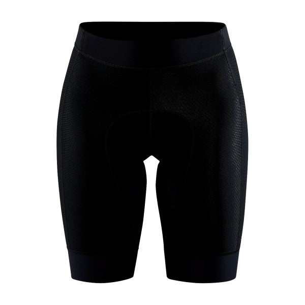 Front view of women's black Craft ADV Endur bike shorts
