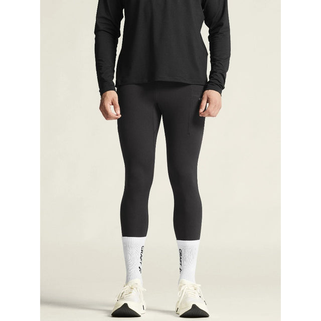 Front on-model view of men's black Craft ADV Essence warm tights