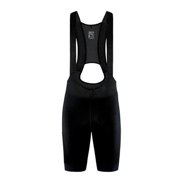 Front view of men's black Craft ADV gravel bib bike shorts