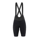 Front view of women's black Craft ADV gravel bib bike shorts