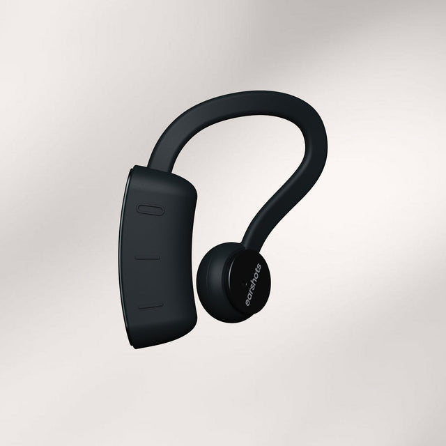 Back view of black Earshots sports earbud