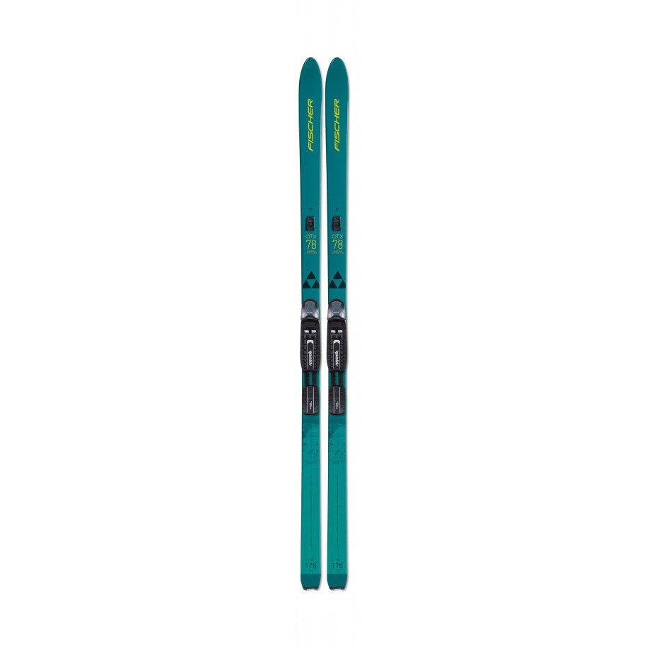 Top view of Fischer Traverse 78 Crown/Skin Xtralite nordic skis