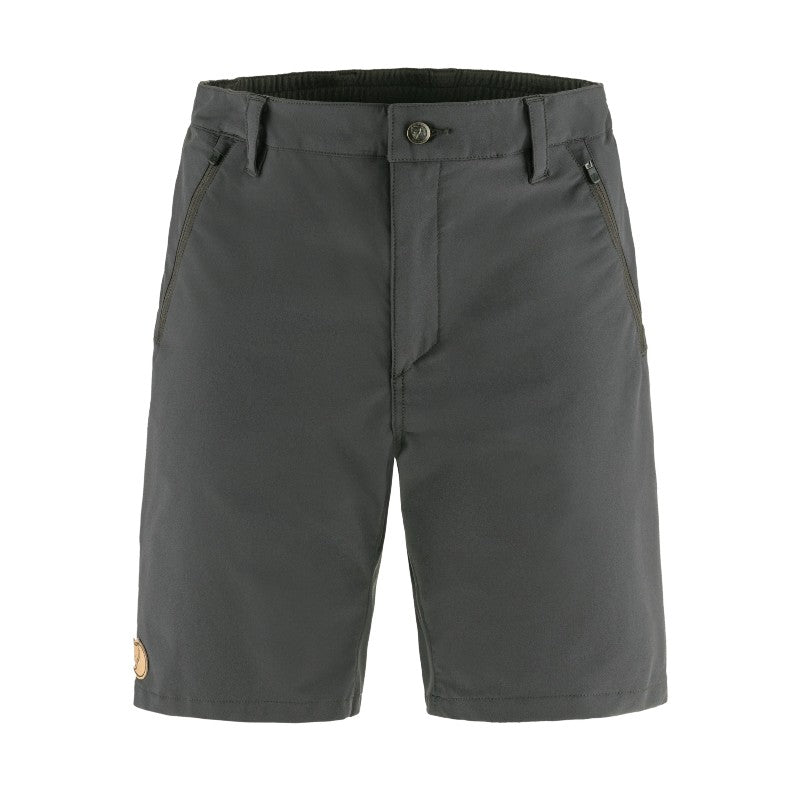 Front view of men's grey fjallraven abisko trail stretch shorts