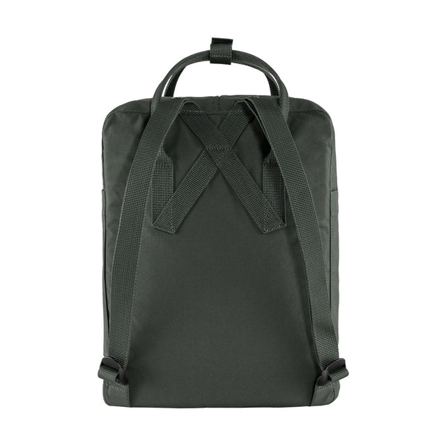 Back view of green Fjallraven Kanken daypack