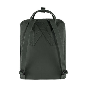 Back view of green Fjallraven Kanken daypack