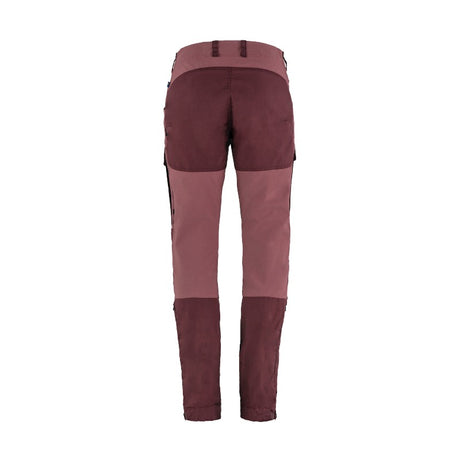 Back view of women's port/mesa purple fjallraven keb trousers curved