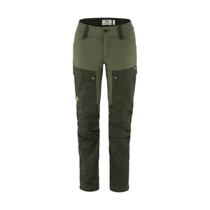 Front view of women's green Fjallraven Keb Trousers